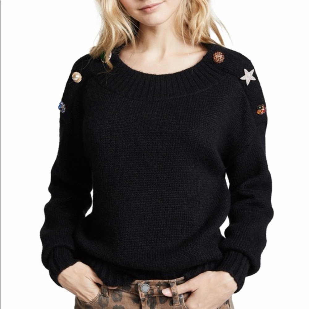 Veronica Beard Black Embellished Shoulder Sweater – Size S